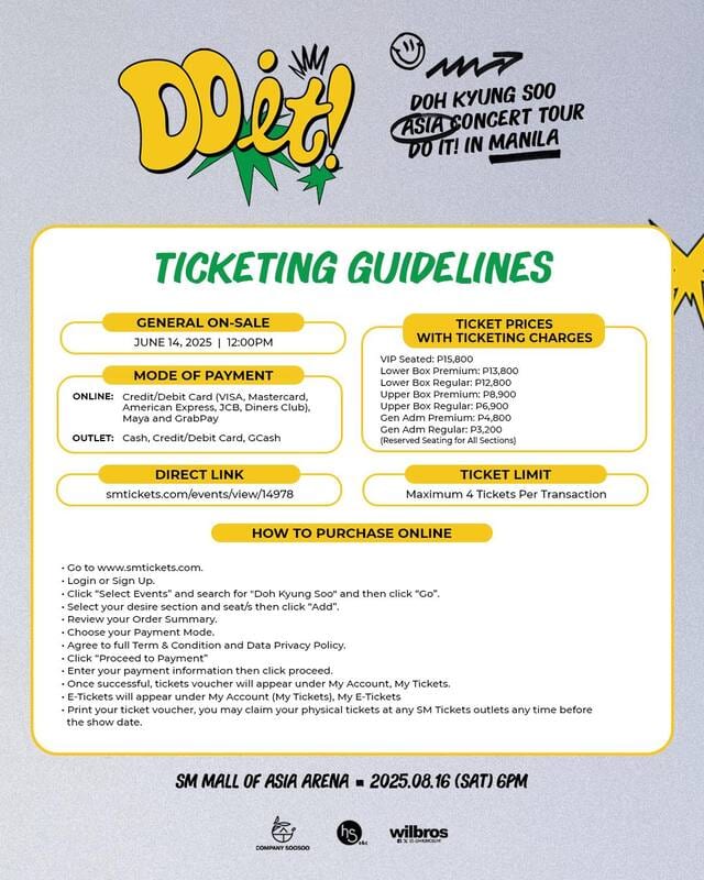 Doh Kyung Soo DO it Asia Concert Tour Ticketing Guidelines